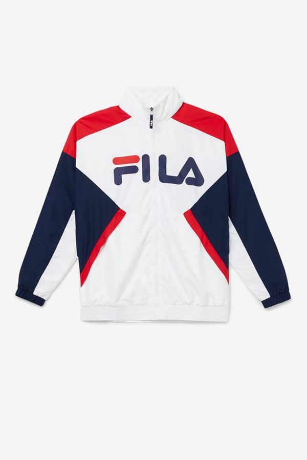 Fila Oliviero Wind Men's Jackets - White/Navy/Red,NZ 278-24185